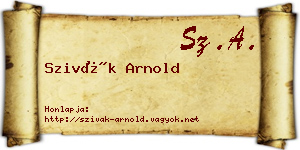 Szivák Arnold névjegykártya
